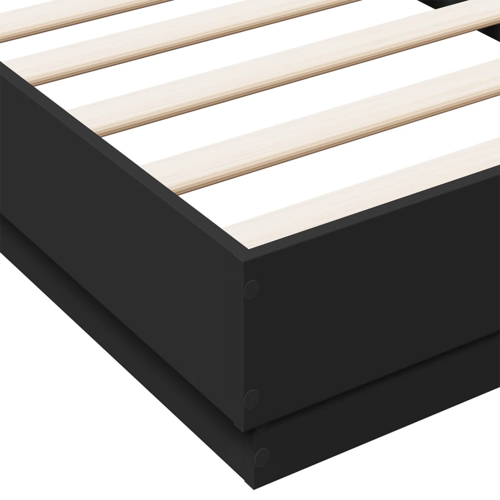 Cadre de lit sans matelas noir 75x190 cm bois ingénierie