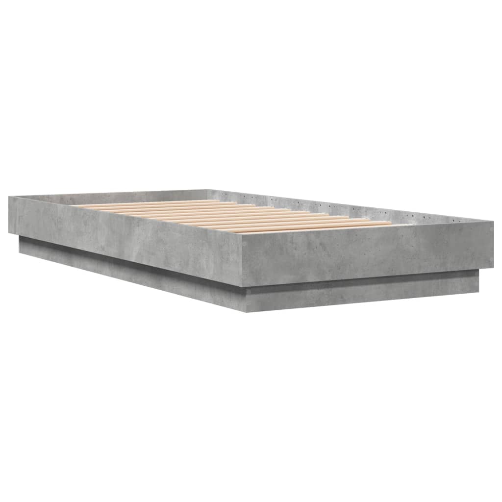 Cadre de lit sans matelas gris béton 75x190 cm