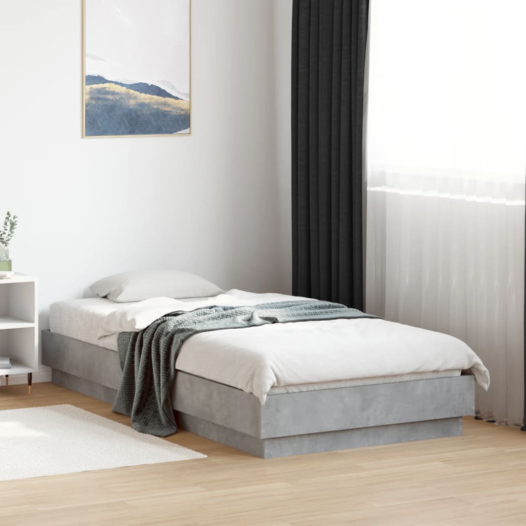 Cadre de lit sans matelas gris béton 75x190 cm