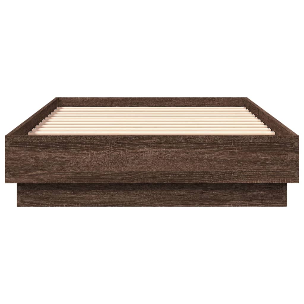 Cadre de lit sans matelas chêne marron 75x190cm bois ingénierie