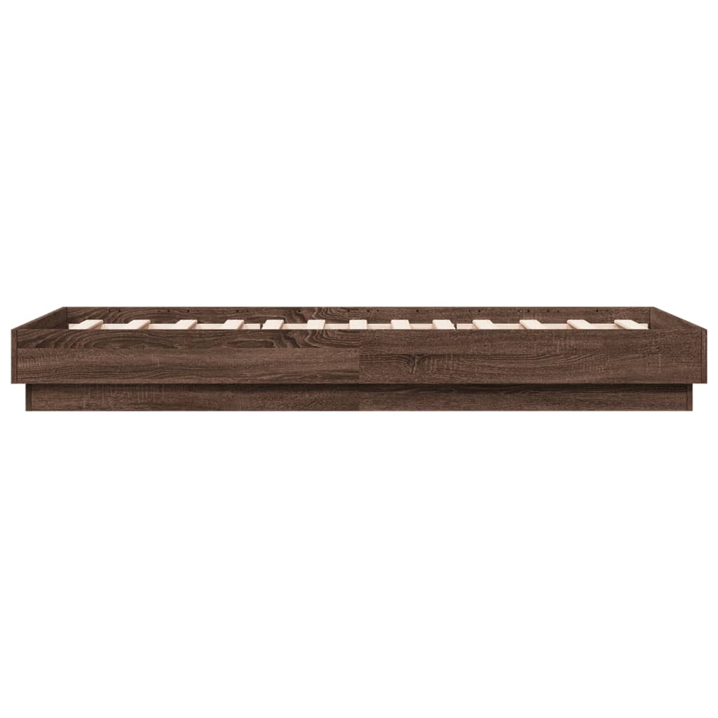 Cadre de lit sans matelas chêne marron 75x190cm bois ingénierie