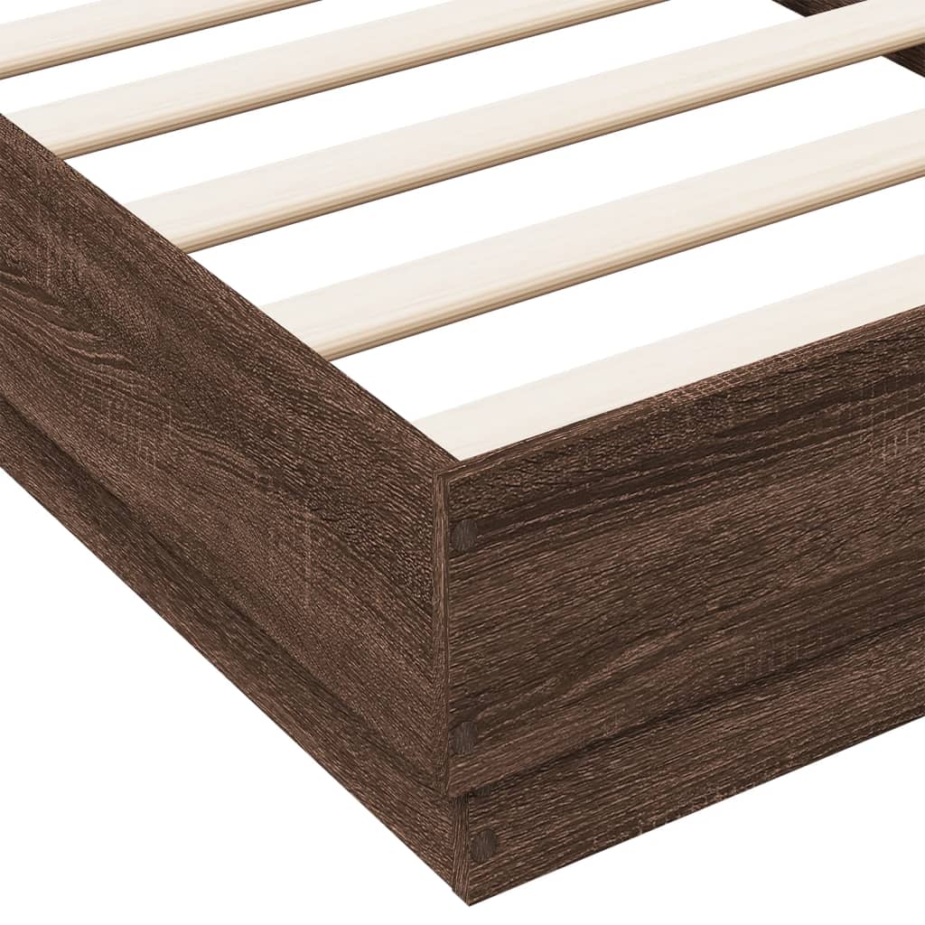 Cadre de lit sans matelas chêne marron 75x190cm bois ingénierie