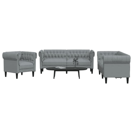 Ensemble de canapés 3 pcs gris clair tissu