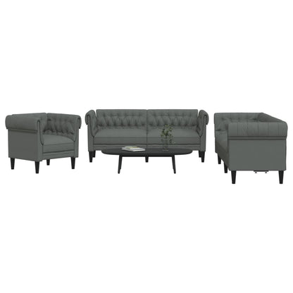 Ensemble de canapés 3 pcs gris foncé tissu