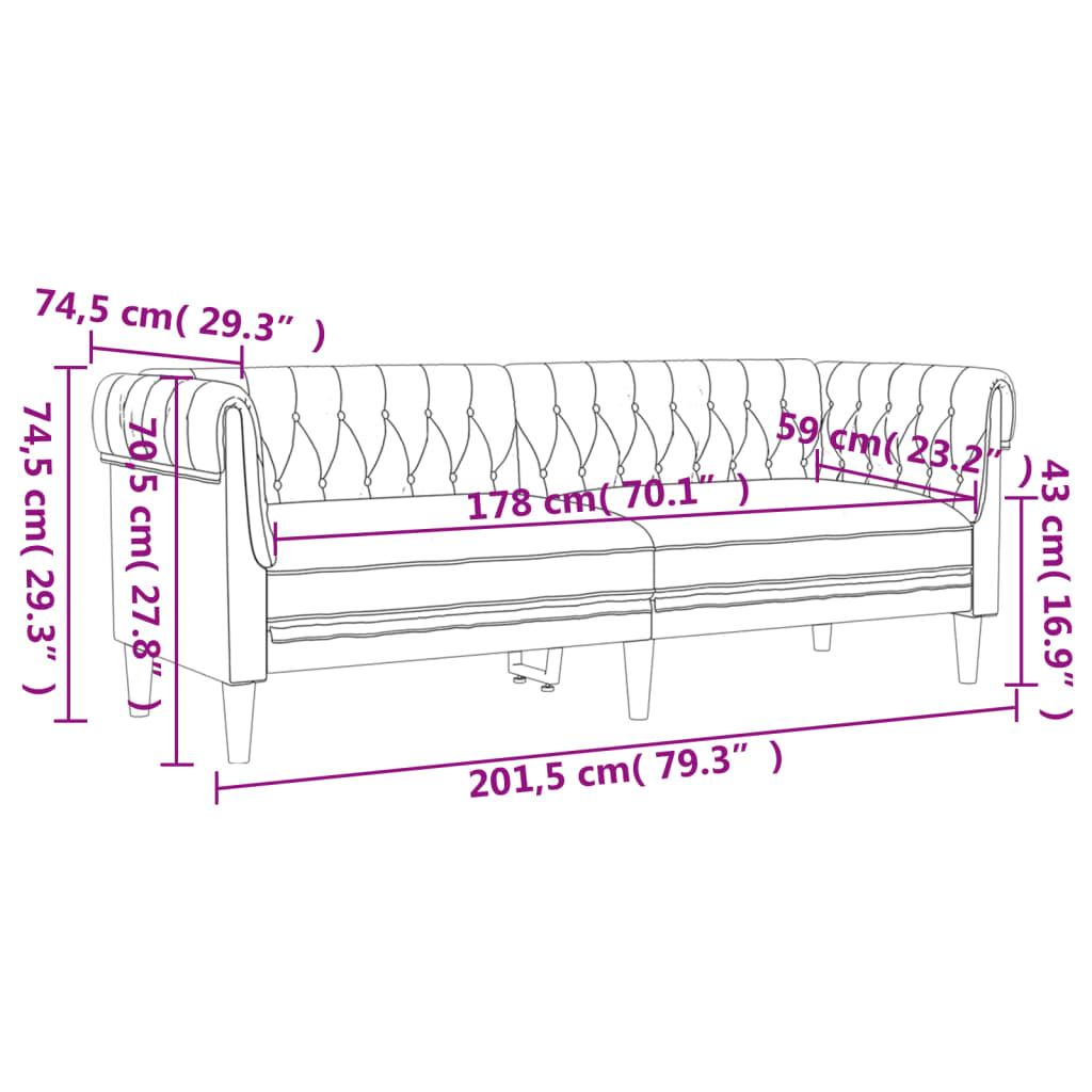 Ensemble de canapés 3 pcs noir tissu