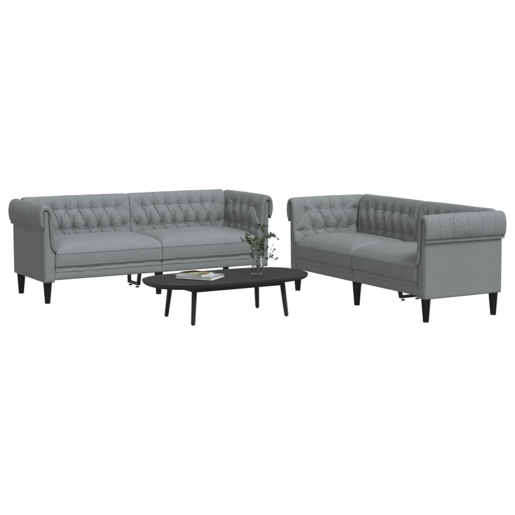 Ensemble de canapés 2 pcs gris clair tissu