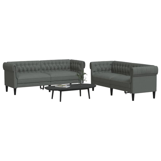 Ensemble de canapés 2 pcs gris foncé tissu