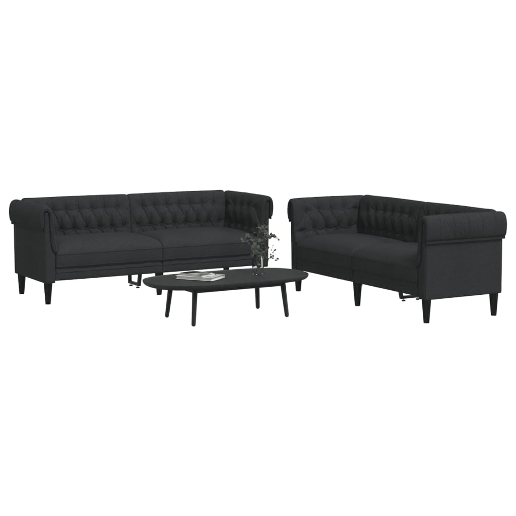 Ensemble de canapés 2 pcs noir tissu