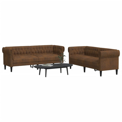 Ensemble de canapés 2 pcs marron tissu