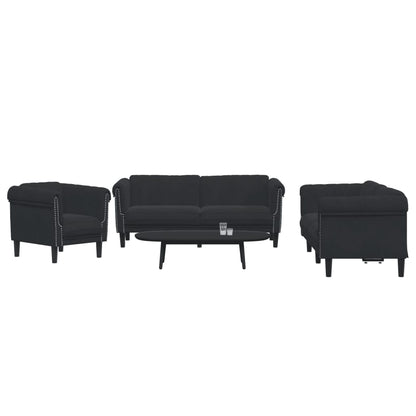 Ensemble de canapés 3 pcs noir velours