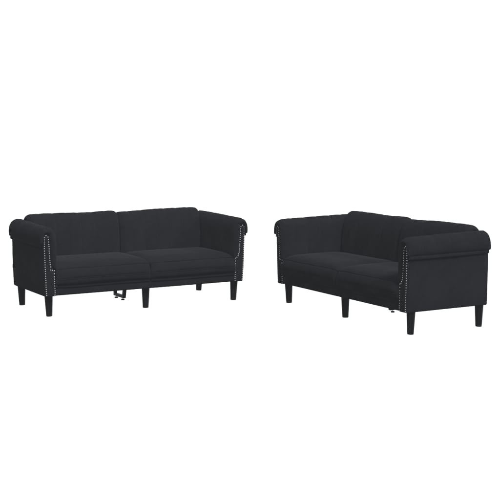 Ensemble de canapés 2 pcs noir velours