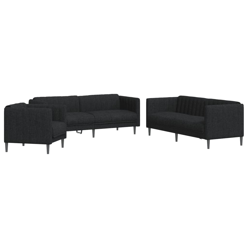 Ensemble de canapés 3 pcs noir tissu