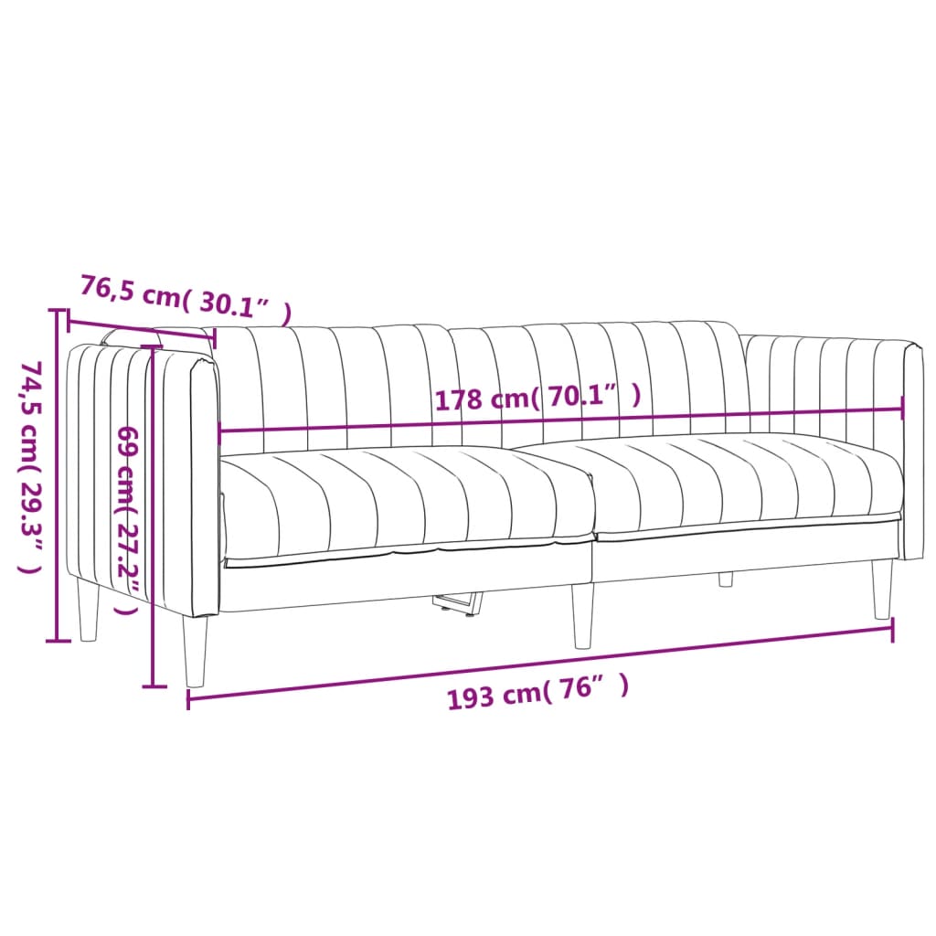 Ensemble de canapés 3 pcs noir tissu