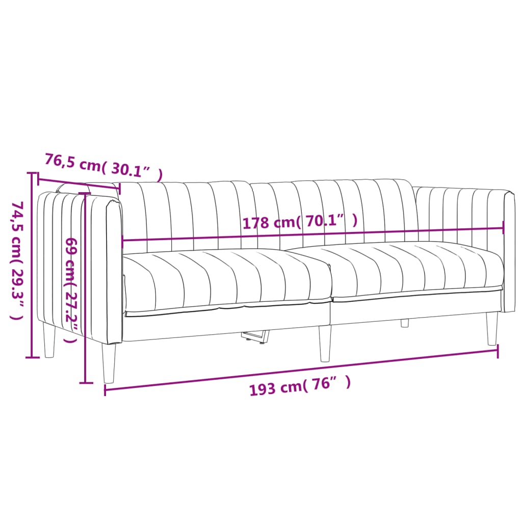 Ensemble de canapés 2 pcs gris foncé tissu