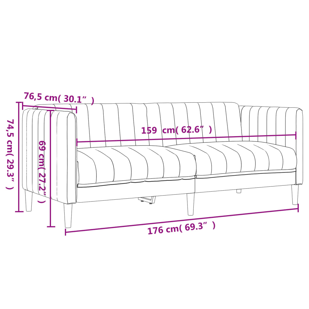 Ensemble de canapés 2 pcs gris foncé tissu