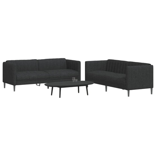 Ensemble de canapés 2 pcs noir tissu