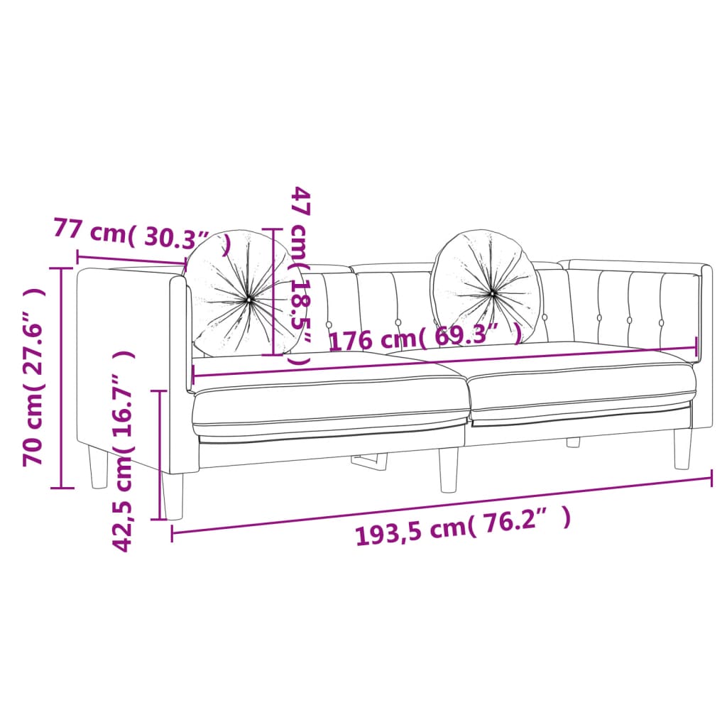 Ensemble de canapés 3 pcs avec coussins gris clair velours