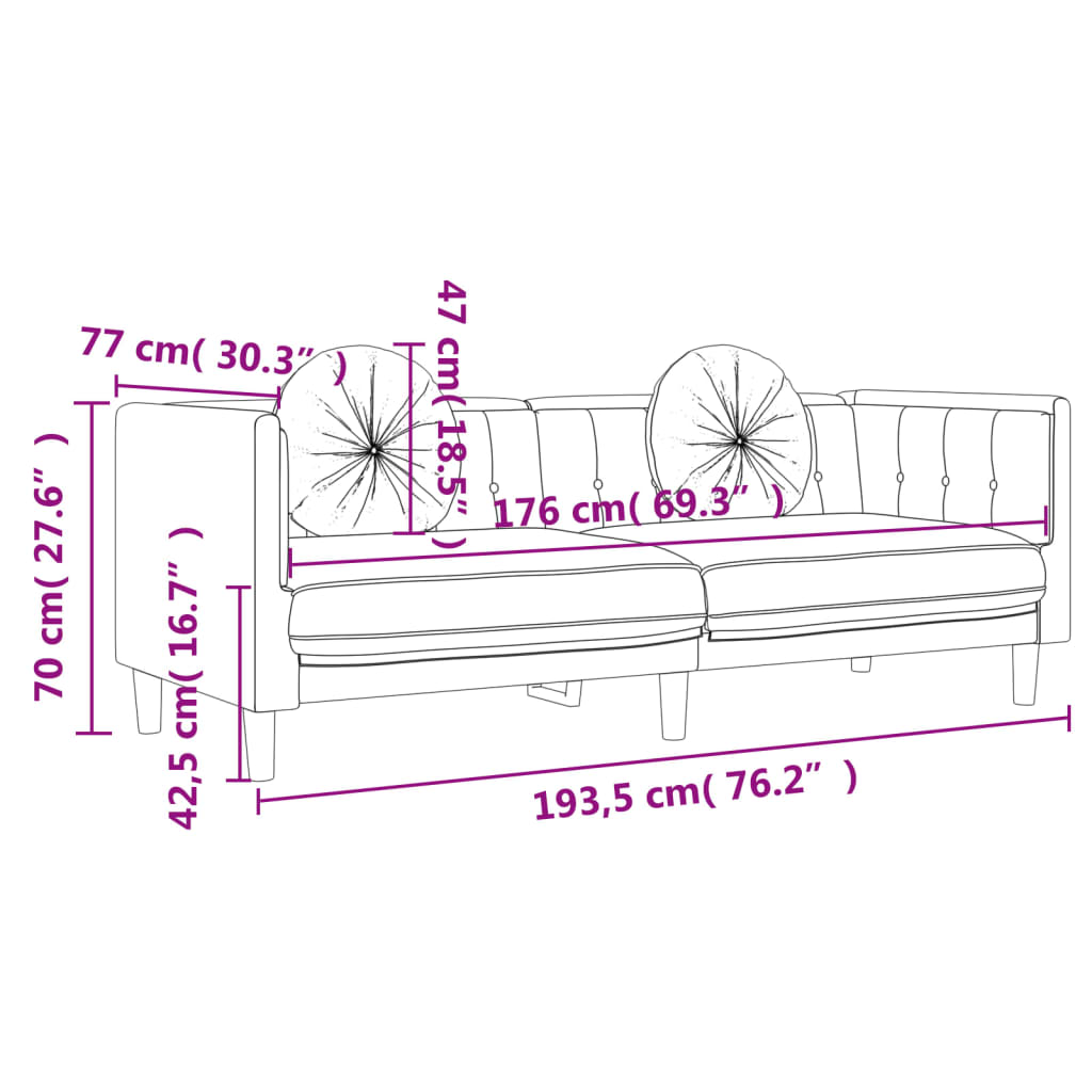 Ensemble de canapés 3 pcs avec coussins noir velours