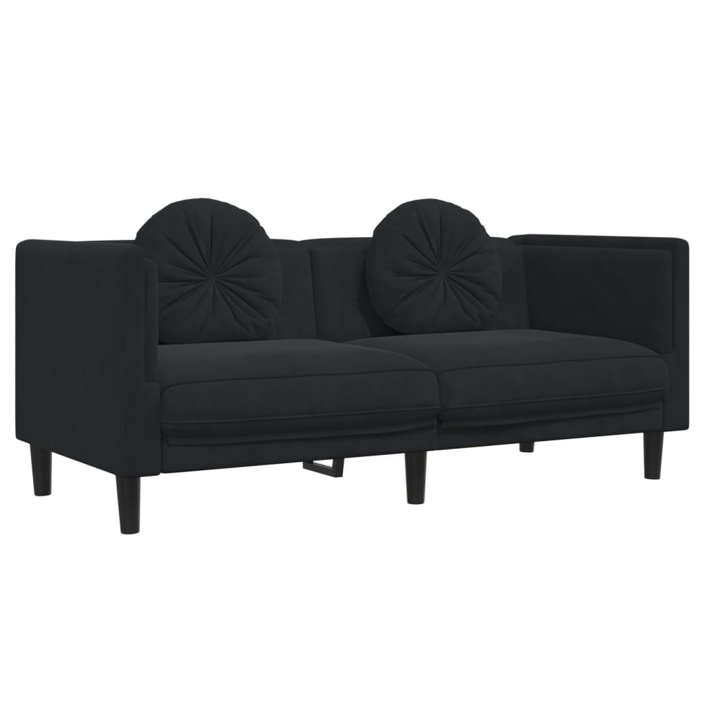 Ensemble de canapés 2 pcs avec coussins noir velours