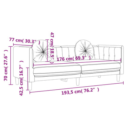 Ensemble de canapés 2 pcs avec coussins noir velours