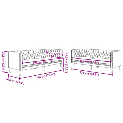 Ensemble de canapé Chesterfield 2 pcs crème similicuir