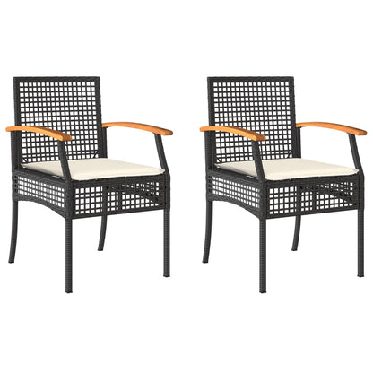 Chaises de jardin coussins lot de 2 noir résine tressée acacia