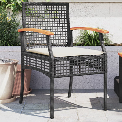 Chaises de jardin coussins lot de 2 noir résine tressée acacia