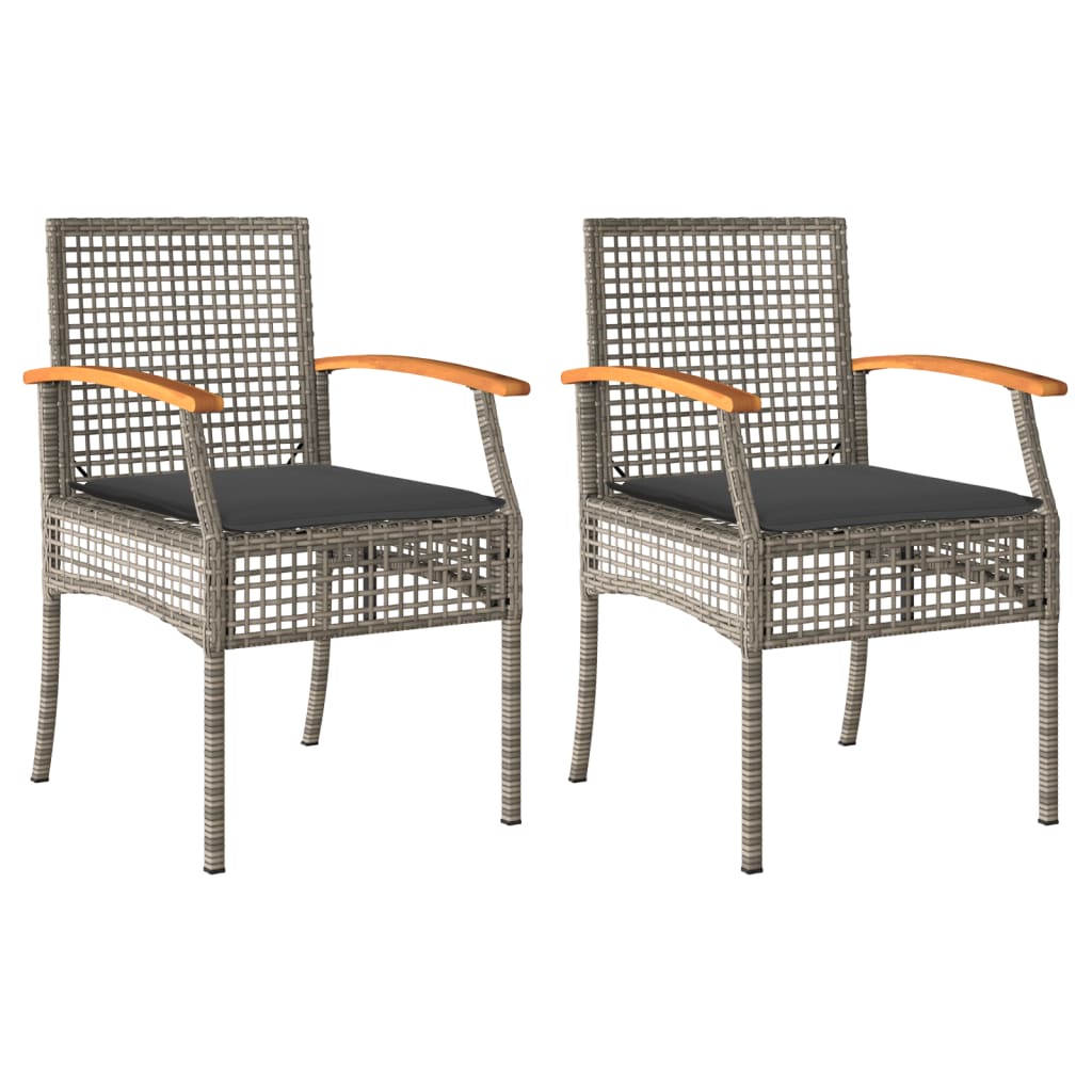 Chaises de jardin coussins lot de 2 gris résine tressée acacia