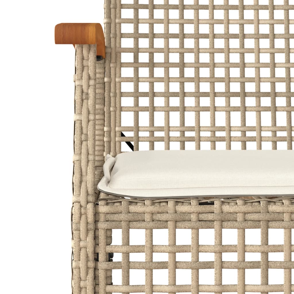 Chaises de jardin coussins lot de 2 beige résine tressée acacia