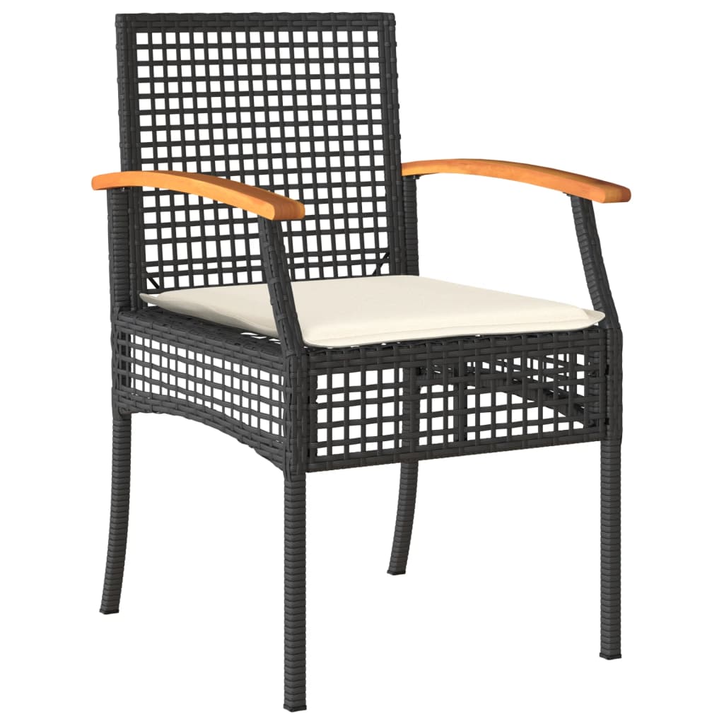 Chaises de jardin coussins lot de 4 noir résine tressée acacia