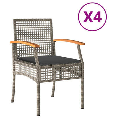 Chaises de jardin coussins lot de 4 gris résine tressée acacia