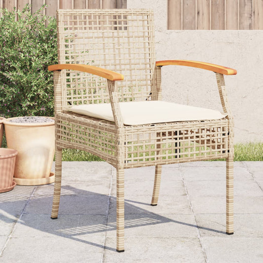 Chaises de jardin coussins lot de 4 beige résine tressée acacia