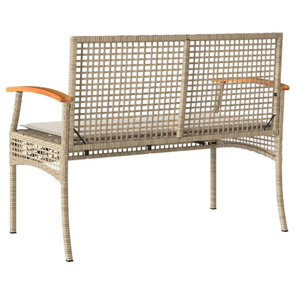 Banc de jardin avec coussin beige résine tressée et acacia