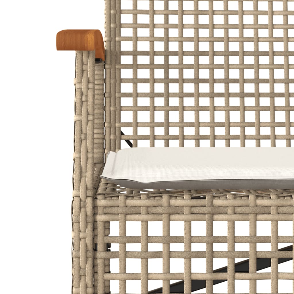 Banc de jardin avec coussin beige résine tressée et acacia