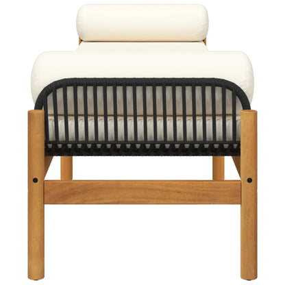 Banc de jardin avec coussin noir résine tressée acacia