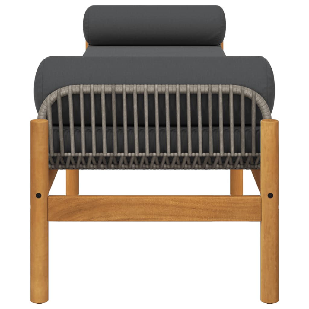 Banc de jardin avec coussin gris résine tressée acacia