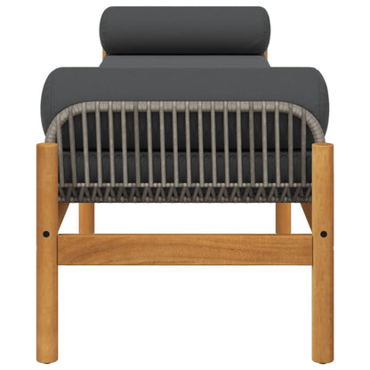 Banc de jardin avec coussin gris résine tressée acacia