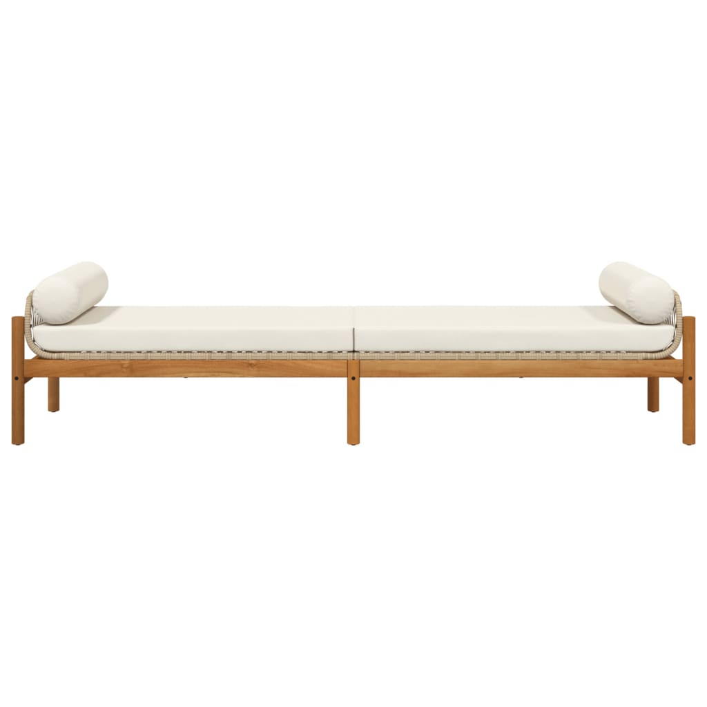 Banc de jardin avec coussin beige résine tressée acacia