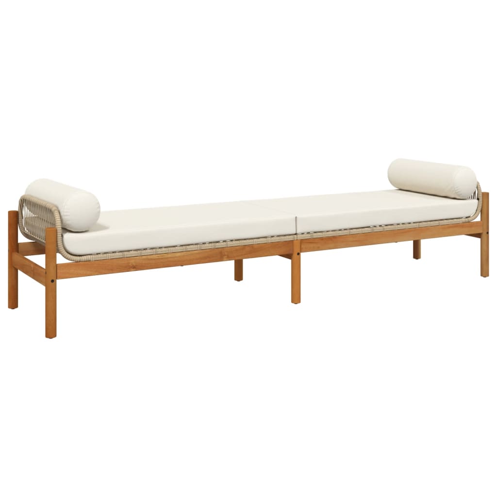 Banc de jardin avec coussin beige résine tressée acacia