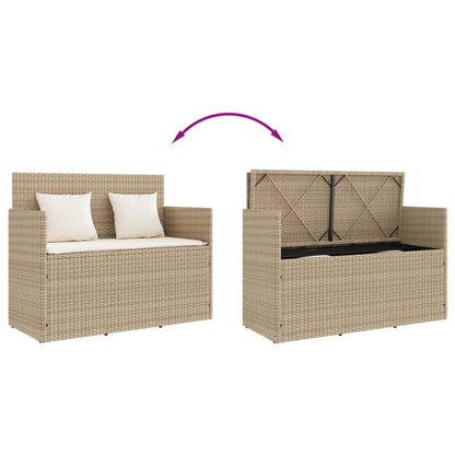 Banc de jardin avec coussins beige résine tressée