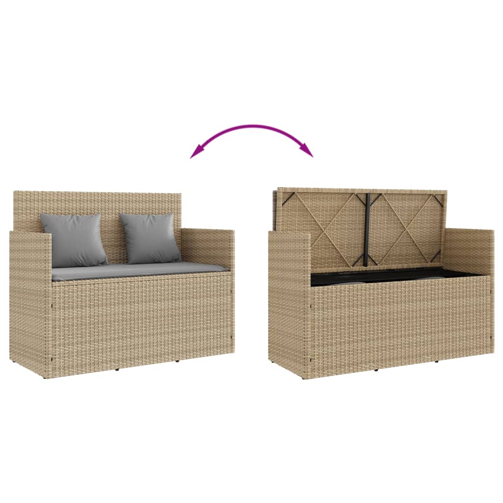 Banc de jardin avec coussins beige résine tressée