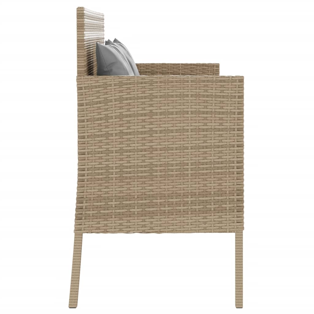 Banc de jardin avec coussins beige résine tressée