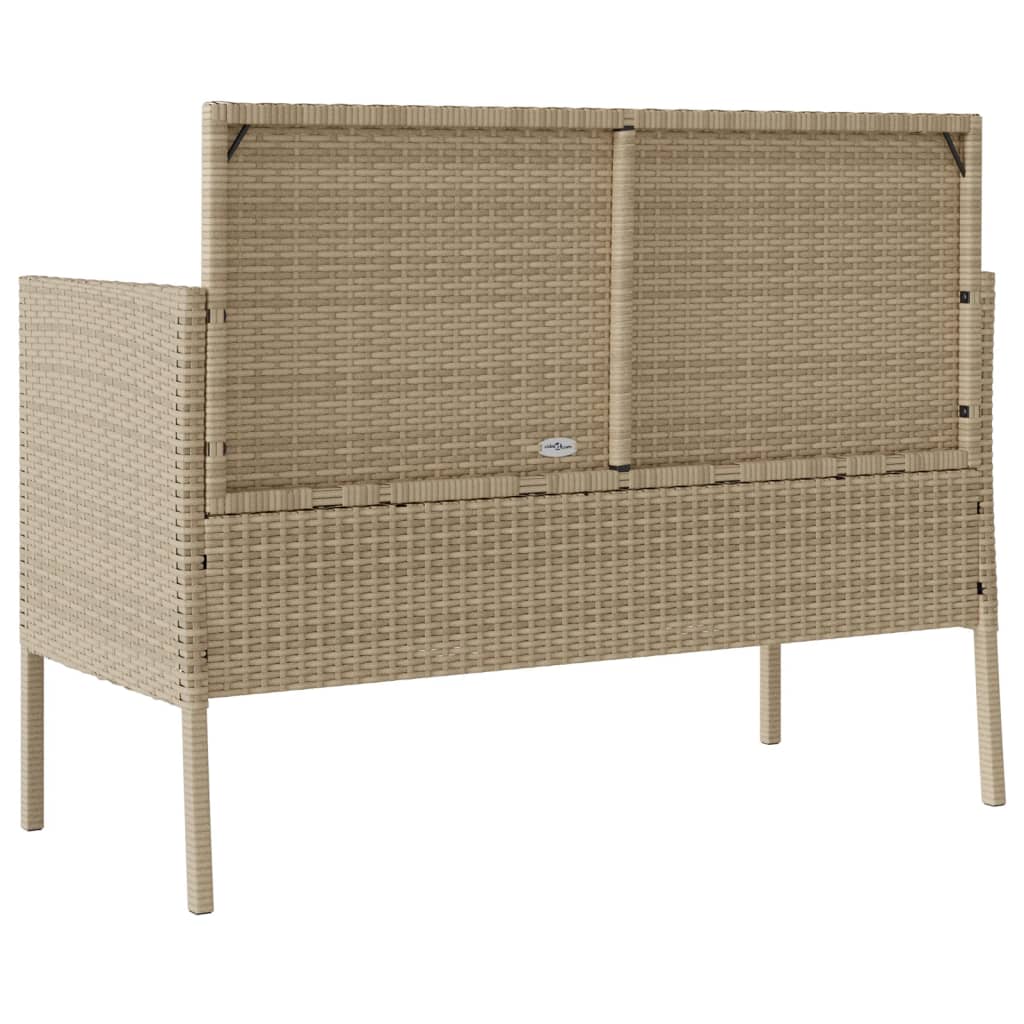 Banc de jardin avec coussins beige résine tressée