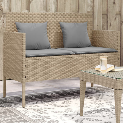 Banc de jardin avec coussins beige résine tressée