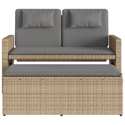 Banc inclinable de jardin avec coussins beige résine tressée