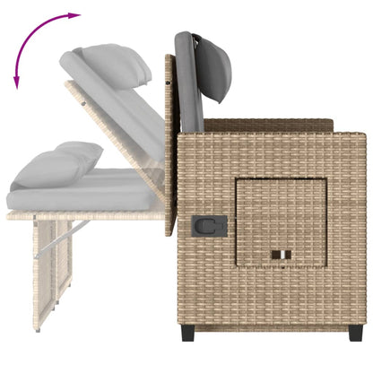 Banc inclinable de jardin avec coussins beige résine tressée