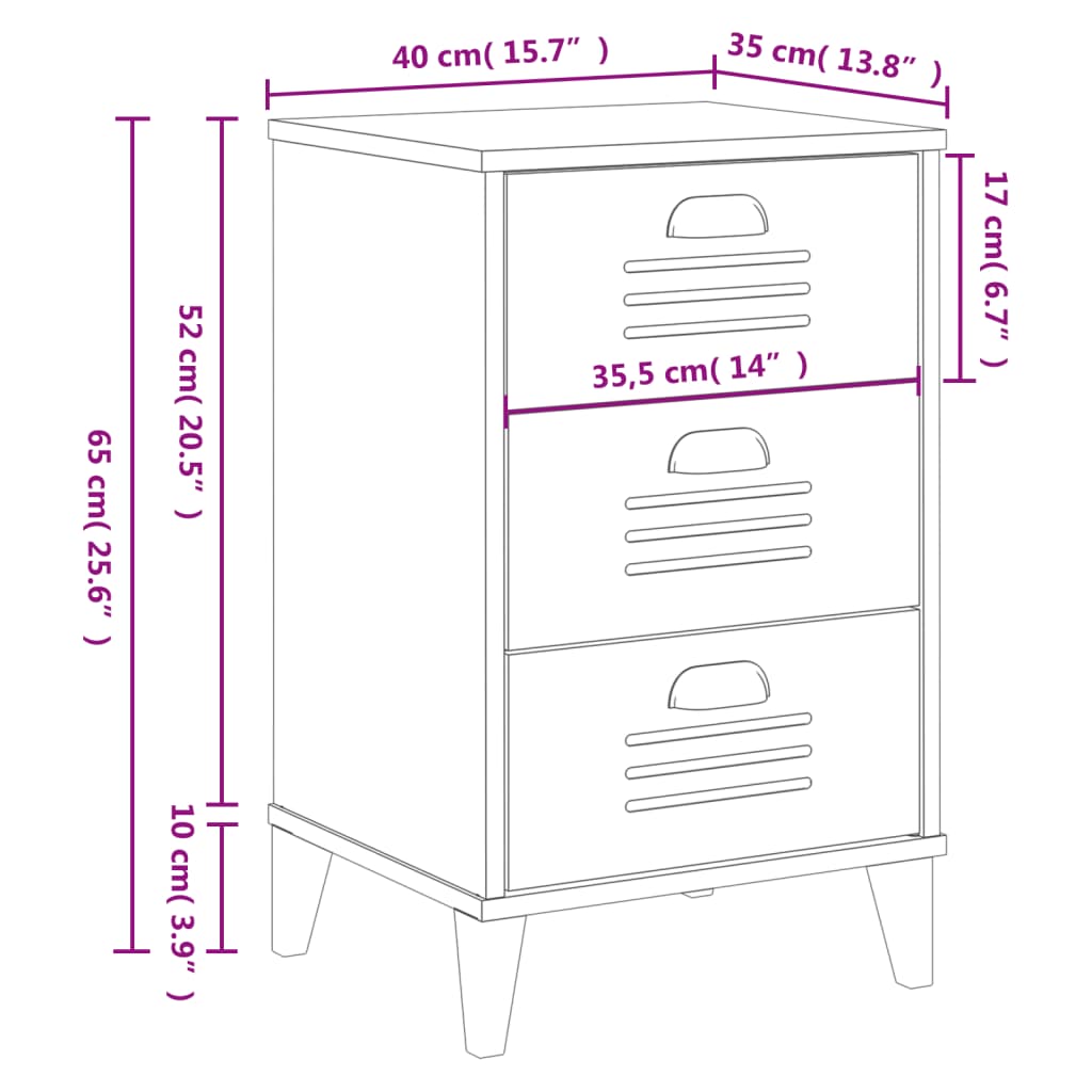 Table de chevet VIKEN gris anthracite bois d'ingénierie