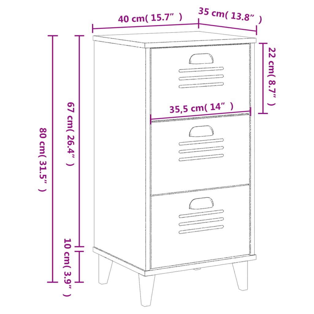 Table de chevet VIKEN blanc bois d'ingénierie