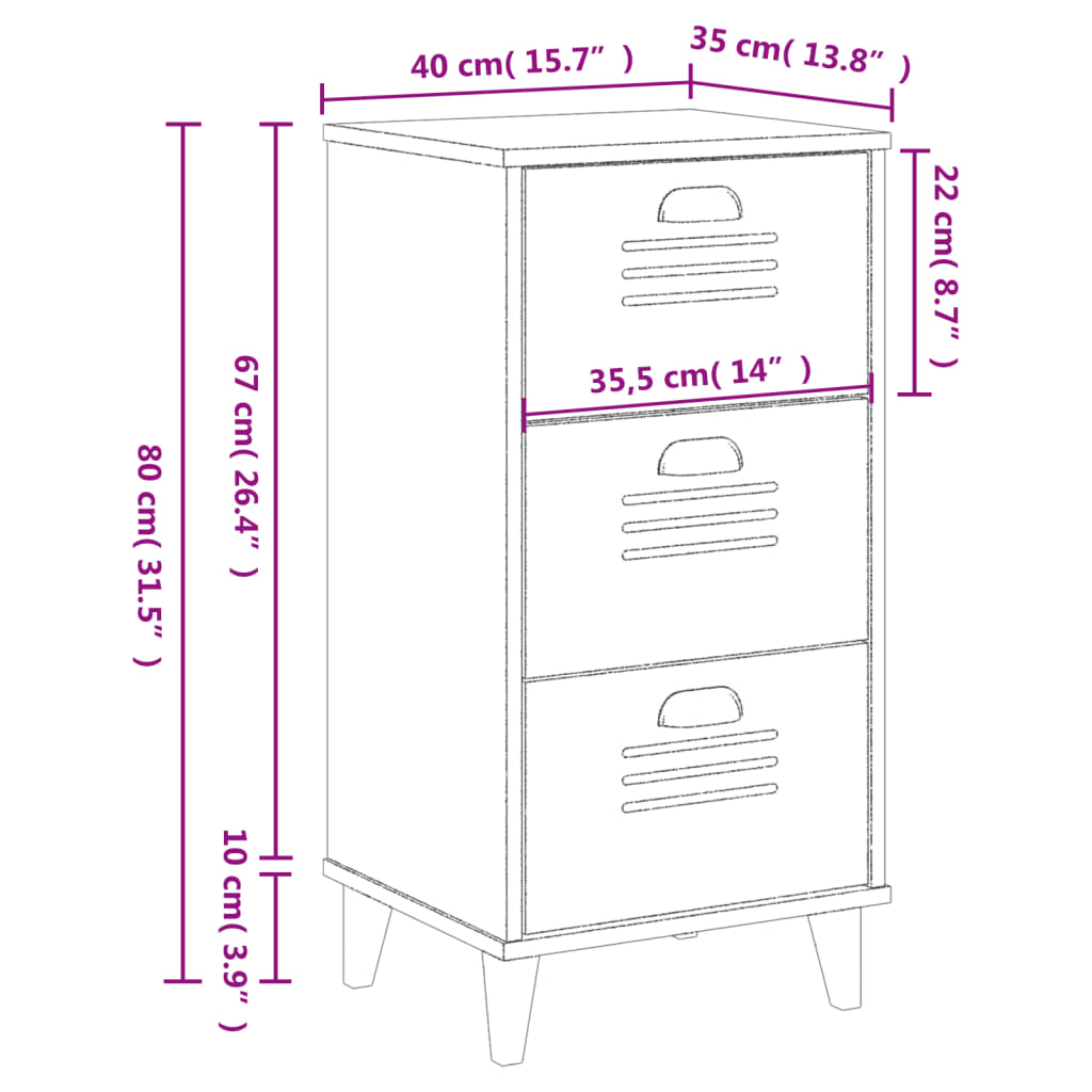 Table de chevet VIKEN gris anthracite bois d'ingénierie