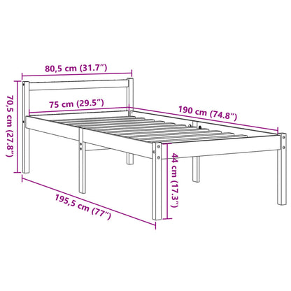 Lit pour personne âgée sans matelas 75x190 cm bois pin massif